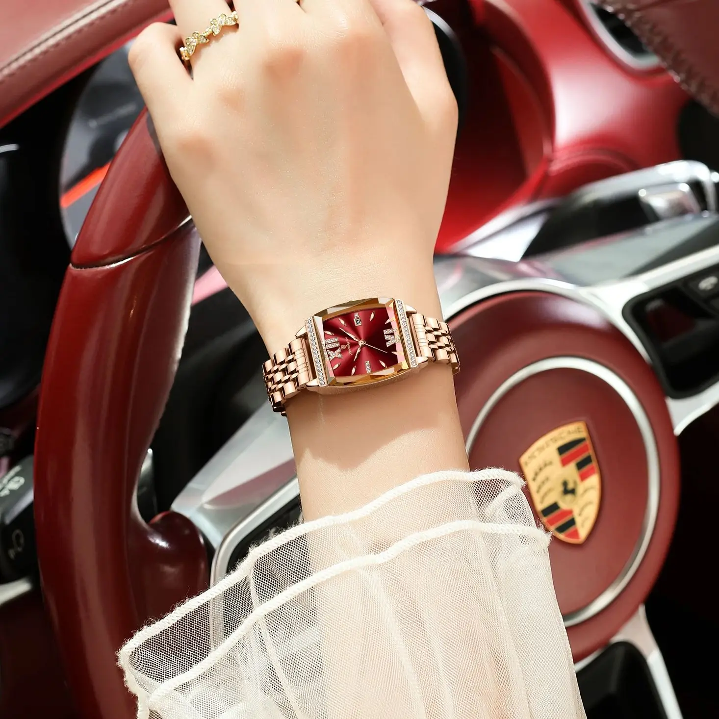 POEDAGAR Jam Tangan Mewah Berlian untuk Wanita Jam Tangan Kuarsa Wanita Tanggal Tahan Air Kualitas Tinggi Jam Tangan Wanita Baja Tahan Karat Reloj + Kotak