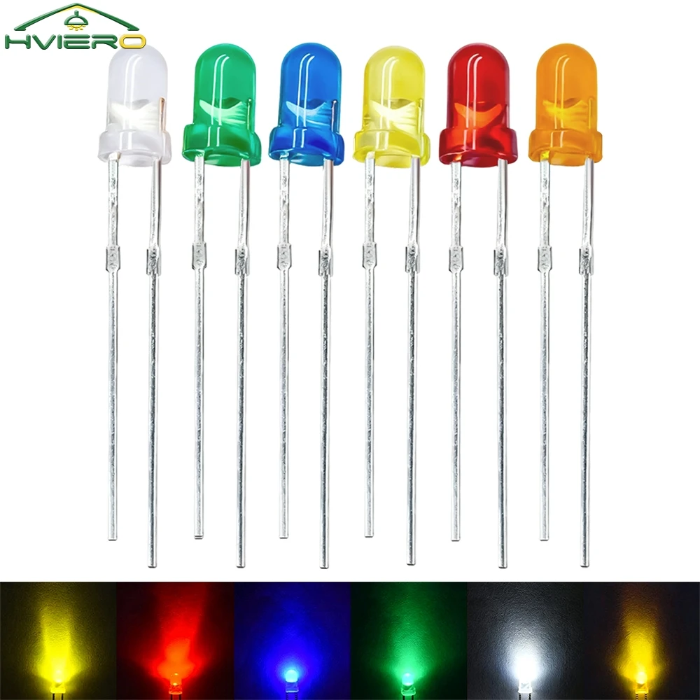 

100PCS Ultra Bright 5mm Mini Led Diodes For Diy Home Decoration Holiday Lighting Neon Signs White Red Green Blue Yellow Beads