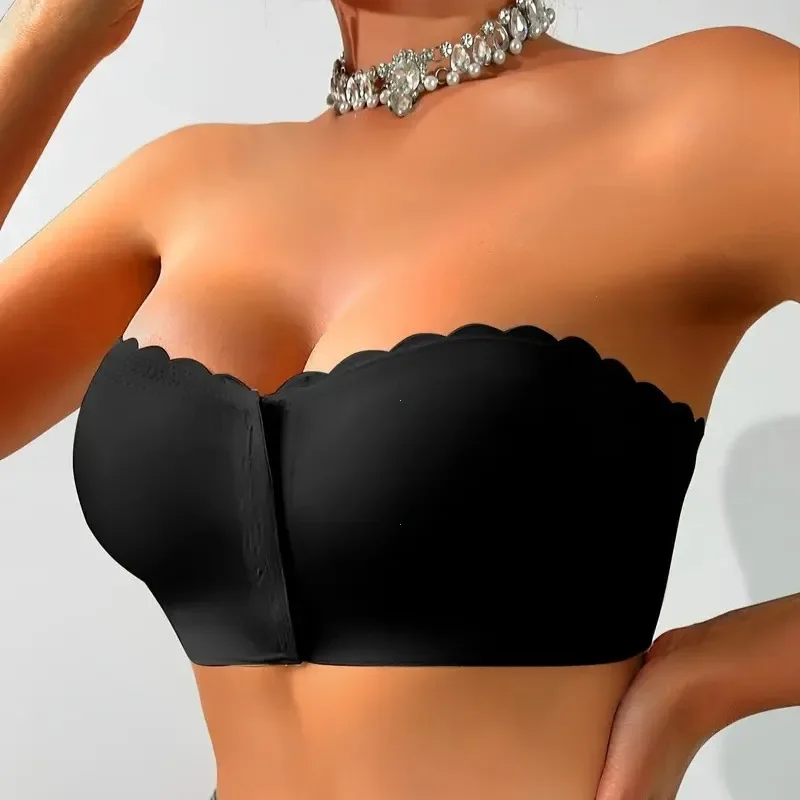 Front Button Underwear Bra No Underwire Smooth Breathable Comfortable Solid Color Gathering No Trace Invisible Women Underwear