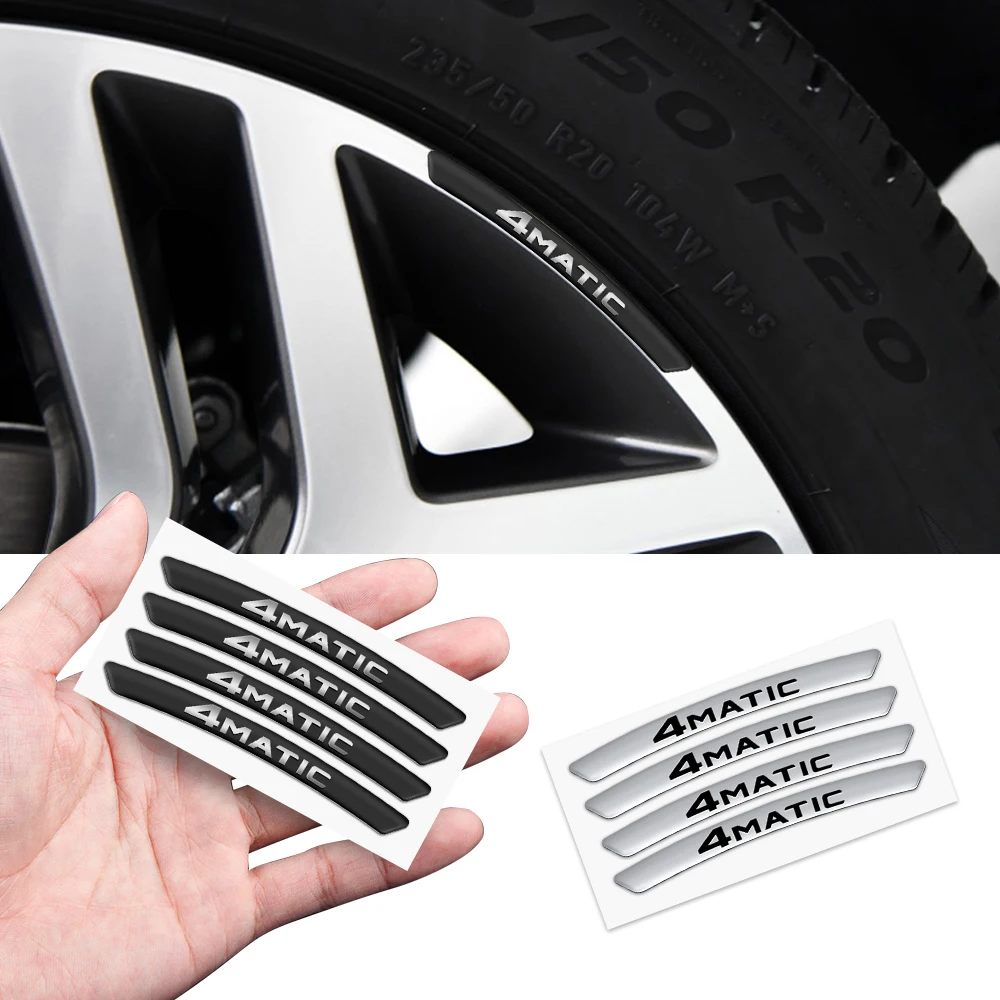 4Pcs 3D Aluminum Car Wheels Rims Stickers Auto Accessories For Mercedes benz A B R G Class AMG GLK GLA GLB W204 W251 W176