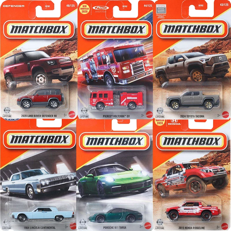 Preorden 26D Original Matchbox 1/64 coche Lincoln Continental Porsche 911 Targa Pierce Volterra Ev vehículo modelo niños juguetes regalo