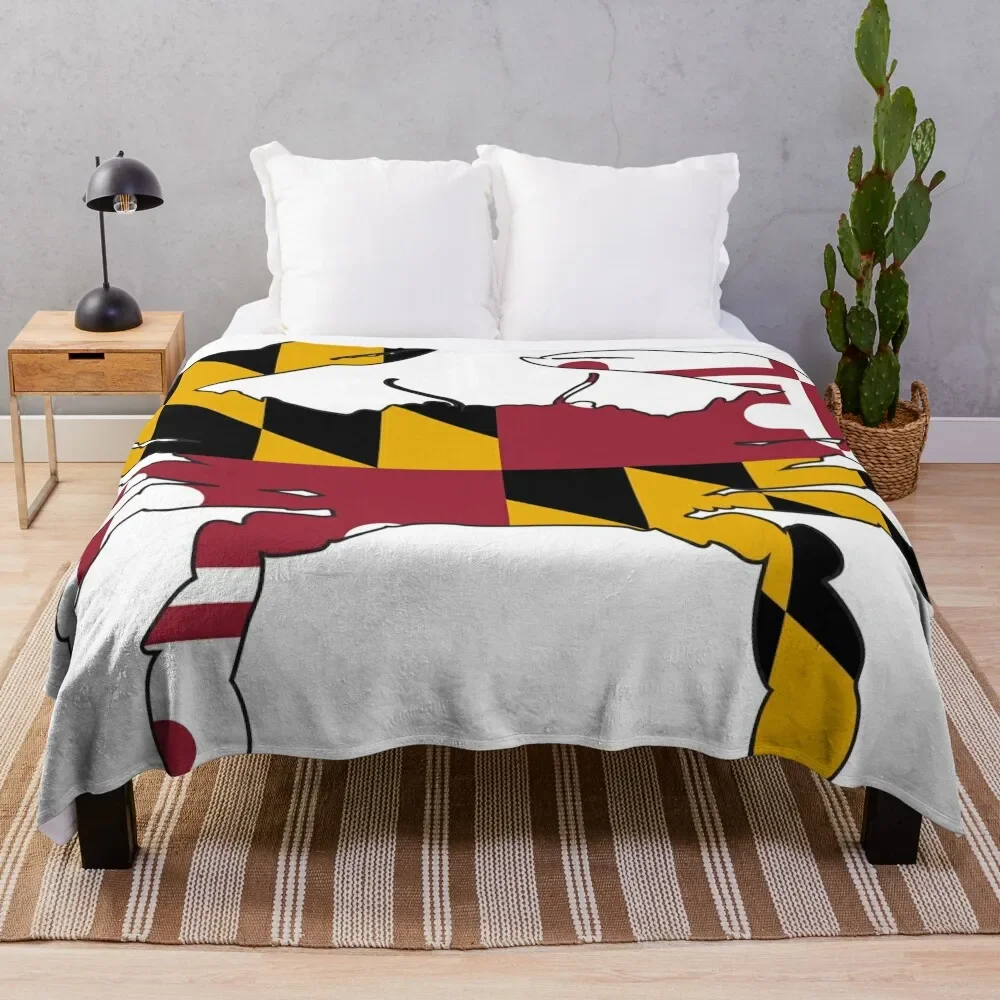 

Maryland Flag Crab Throw Blanket Comforter Cute Plaid Fluffy Softs Blankets