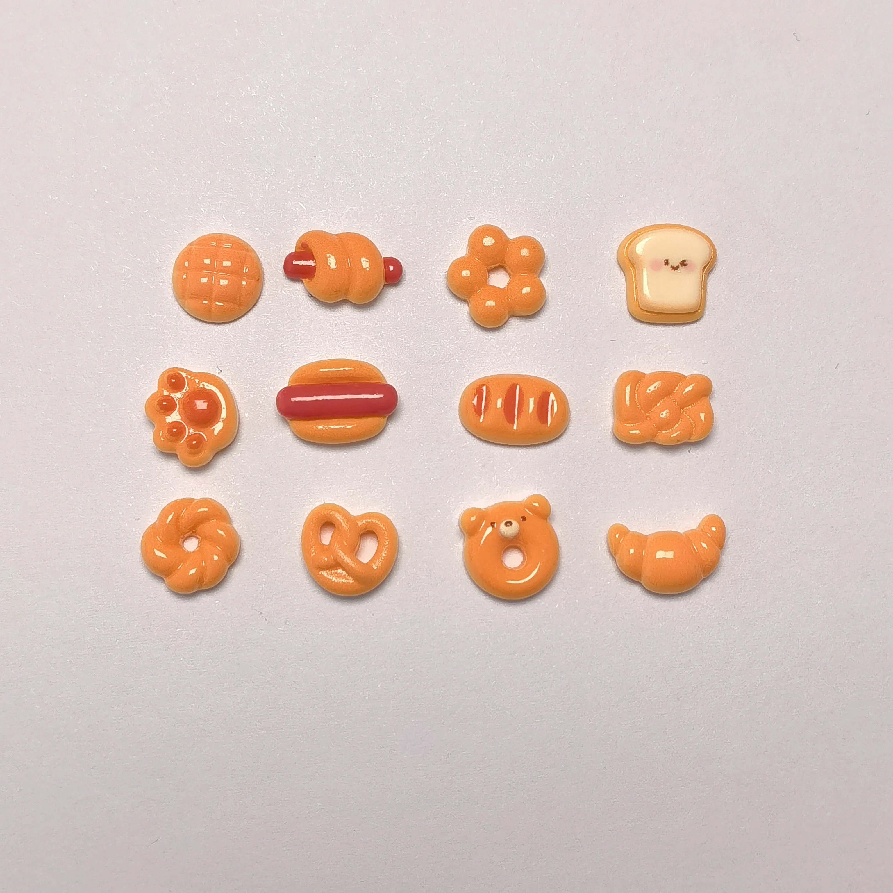 Shiny Cartoon Bear Bread Miniature Flat Back Resin Cabochons For Hairpin Scrapbooking DIY Home Decor Craft Accessories