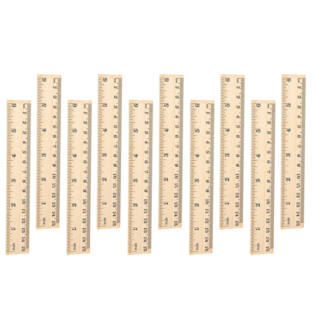 Règles droites en bois à Double échelle, 16 pièces, règles de mesure portables pour la maison, pour le dessin scolaire