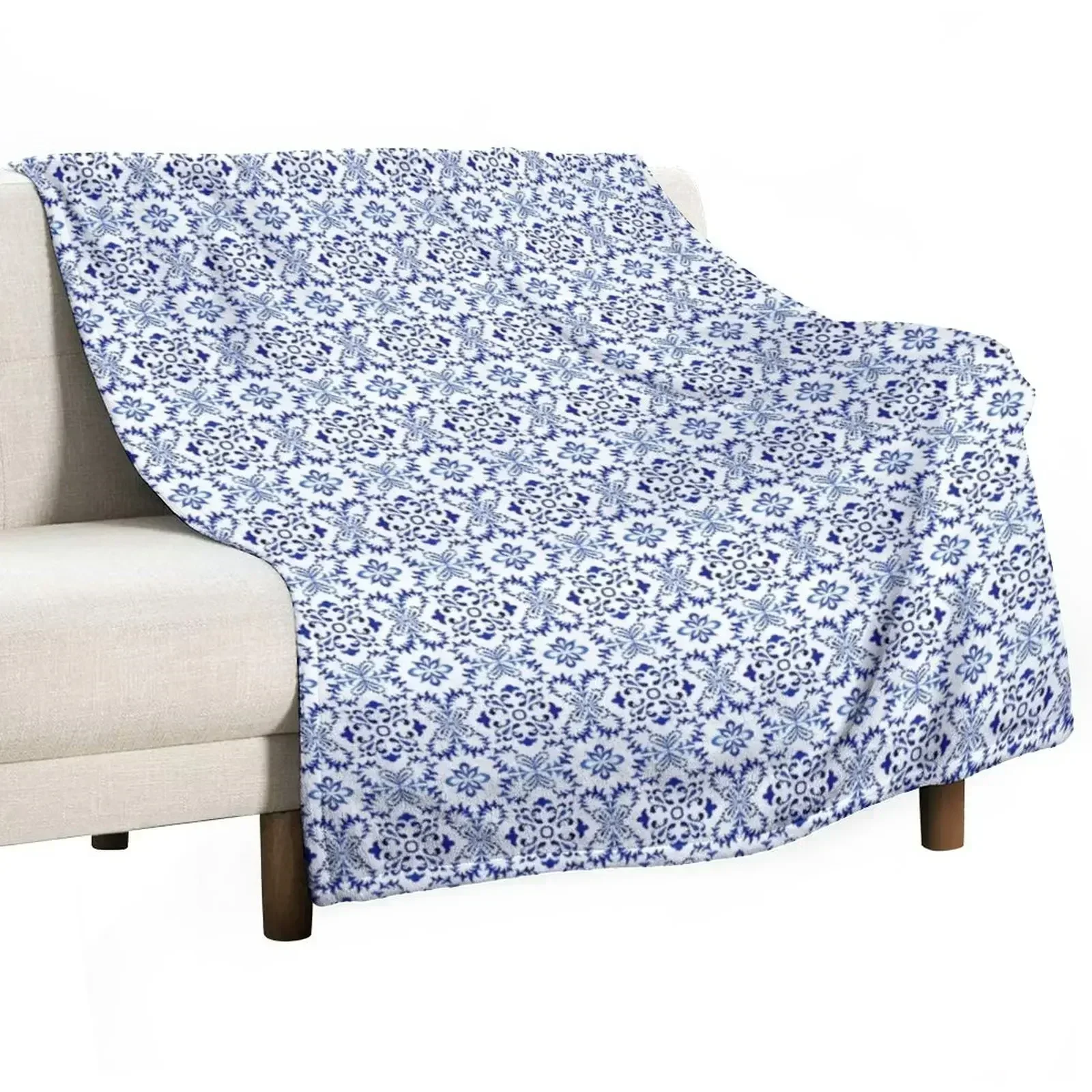 Azulejo Portuguese Tile Watercolor Artwork 19 Throw Blanket Warm Sofa Flannels Camping Blankets