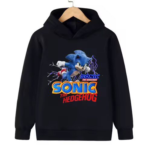 Sonic Lightning Dynamic Printed Kids' Hoodie, Let Children Wear Energetic Game-Inspired Playful Fashion Sense