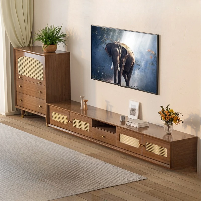 

Solid wood tv screen table household cabinet coffee table combination antique style meuble tv chic et luxe modern home furniture