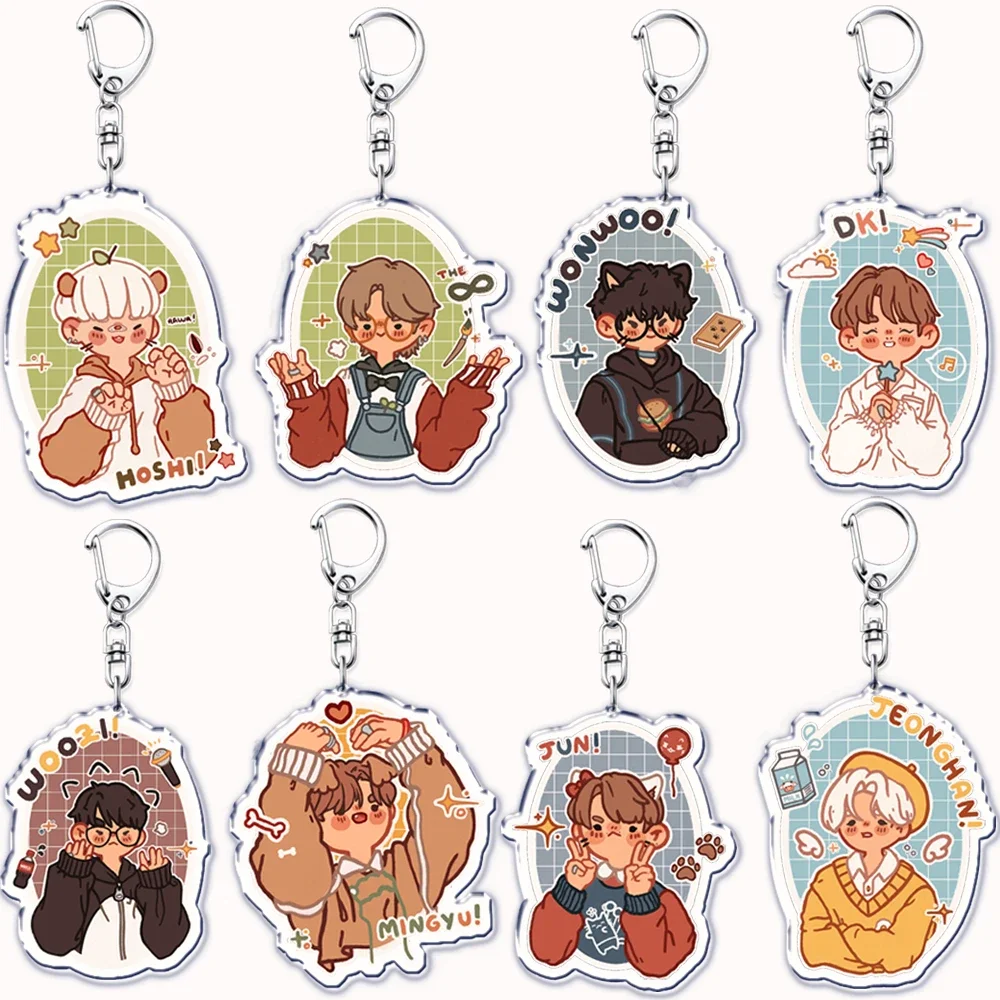 Cute Korean Fashion Kpop Boys Band Acrylic Keychains Keyring for Accessories Bag Pendant Name Key Chain Ring Jewelry Fans Gifts