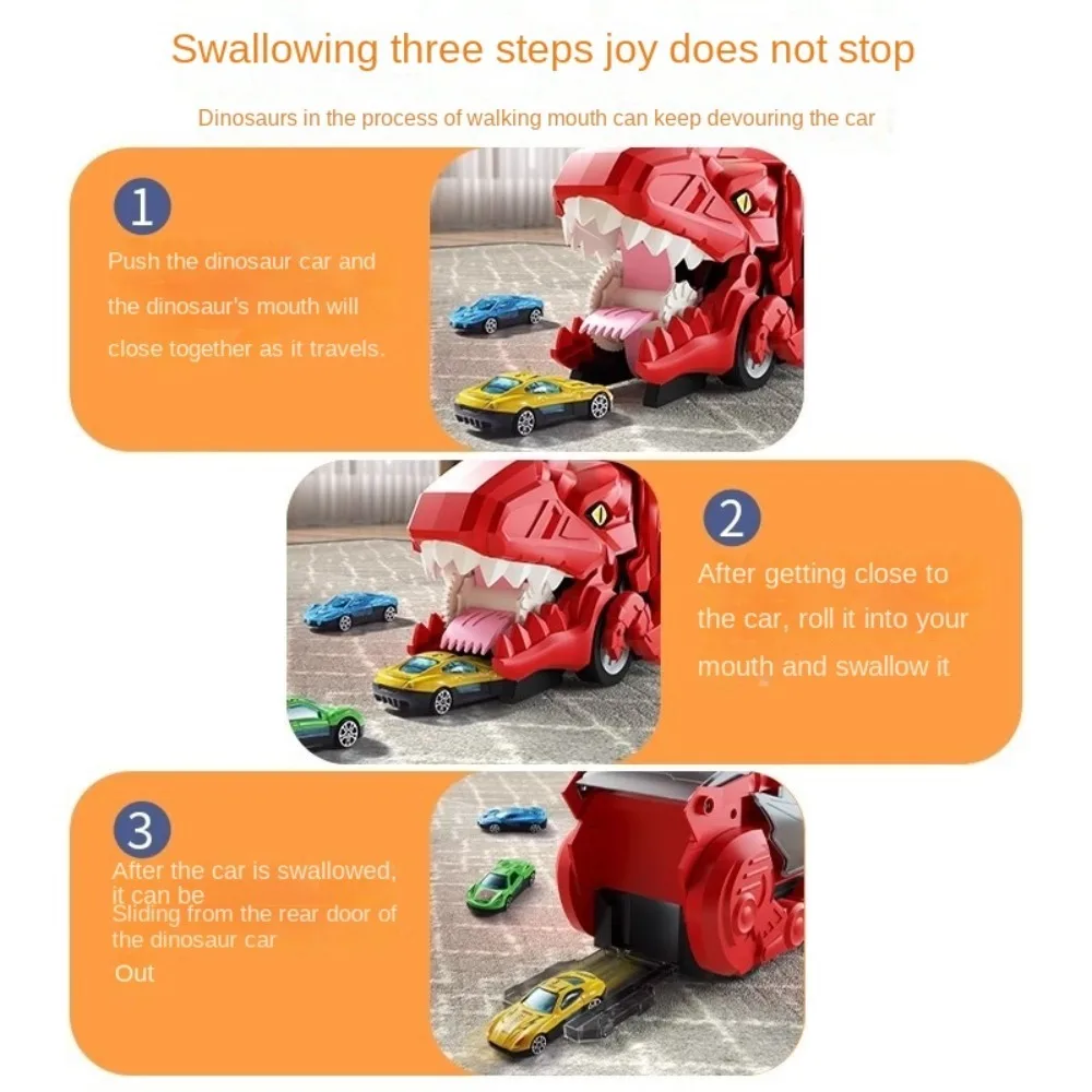 折りたたみ式恐竜輸送車、ロールして食べる、12台の合金製車、恐竜が車を飲み込む、プラスチック製車両レーシングトラック