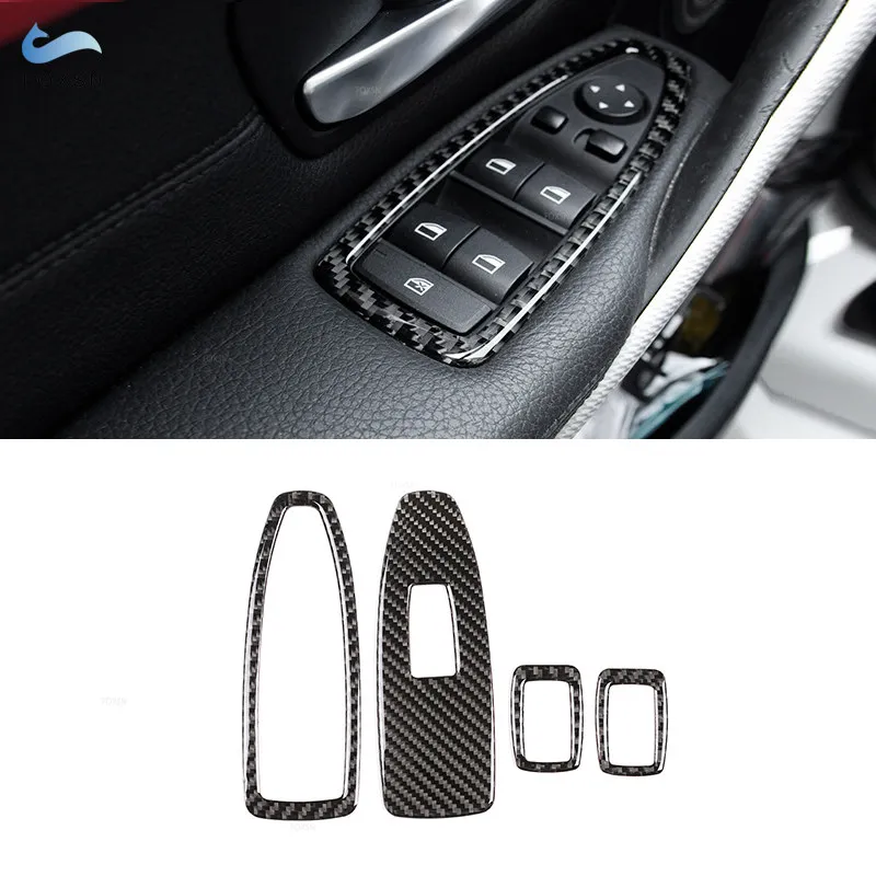 

For BMW 3 4 Series F30 F32 2013 2014 2015 2016 2017 2018 Carbon Fiber Car Interior Door Window Lift Switch Button Cover Trim