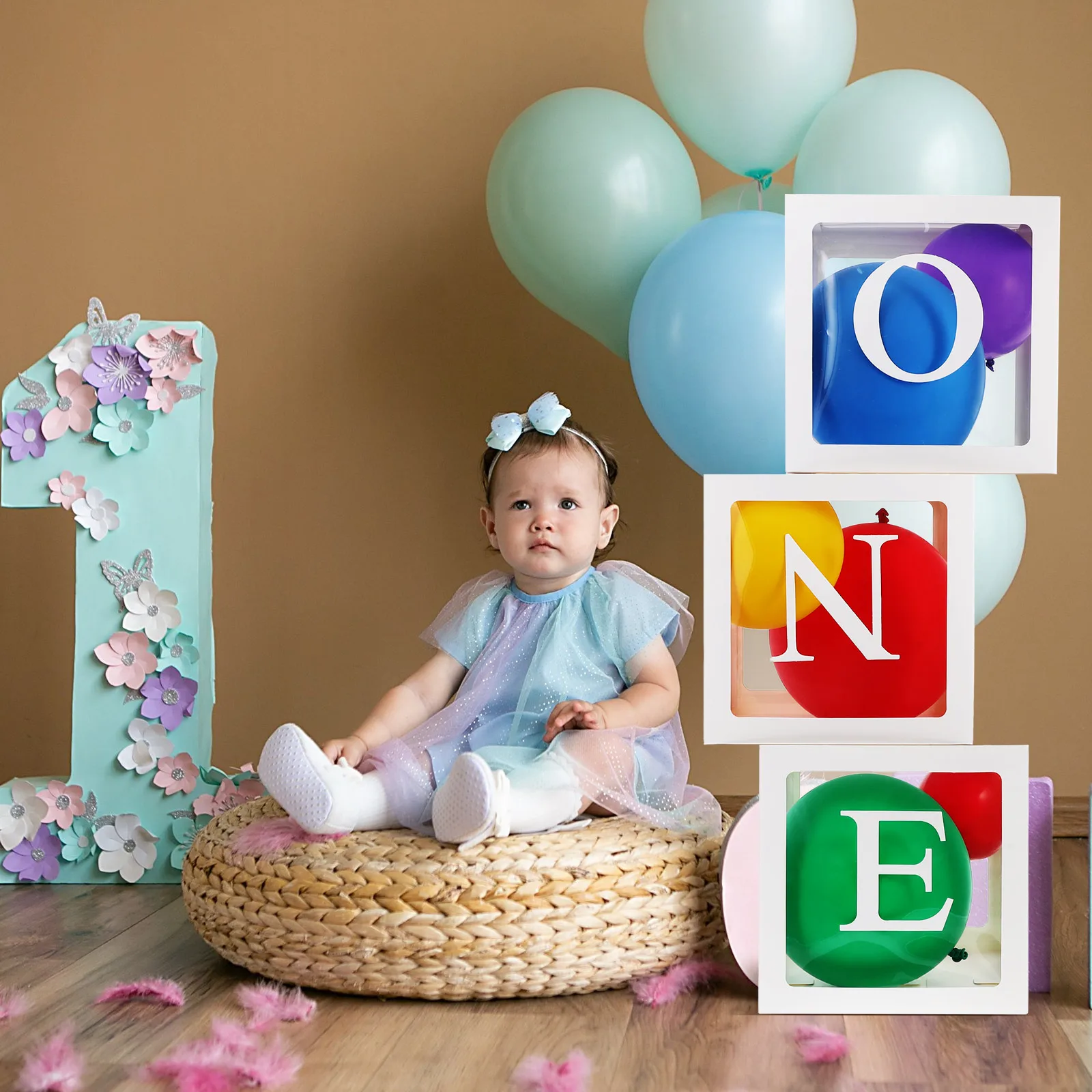 

1 set 1 Set Balloon Letter Pattern Birthday Balloons Boxes Backdrop Cute Cartoon Design Balloon Box For Home Party