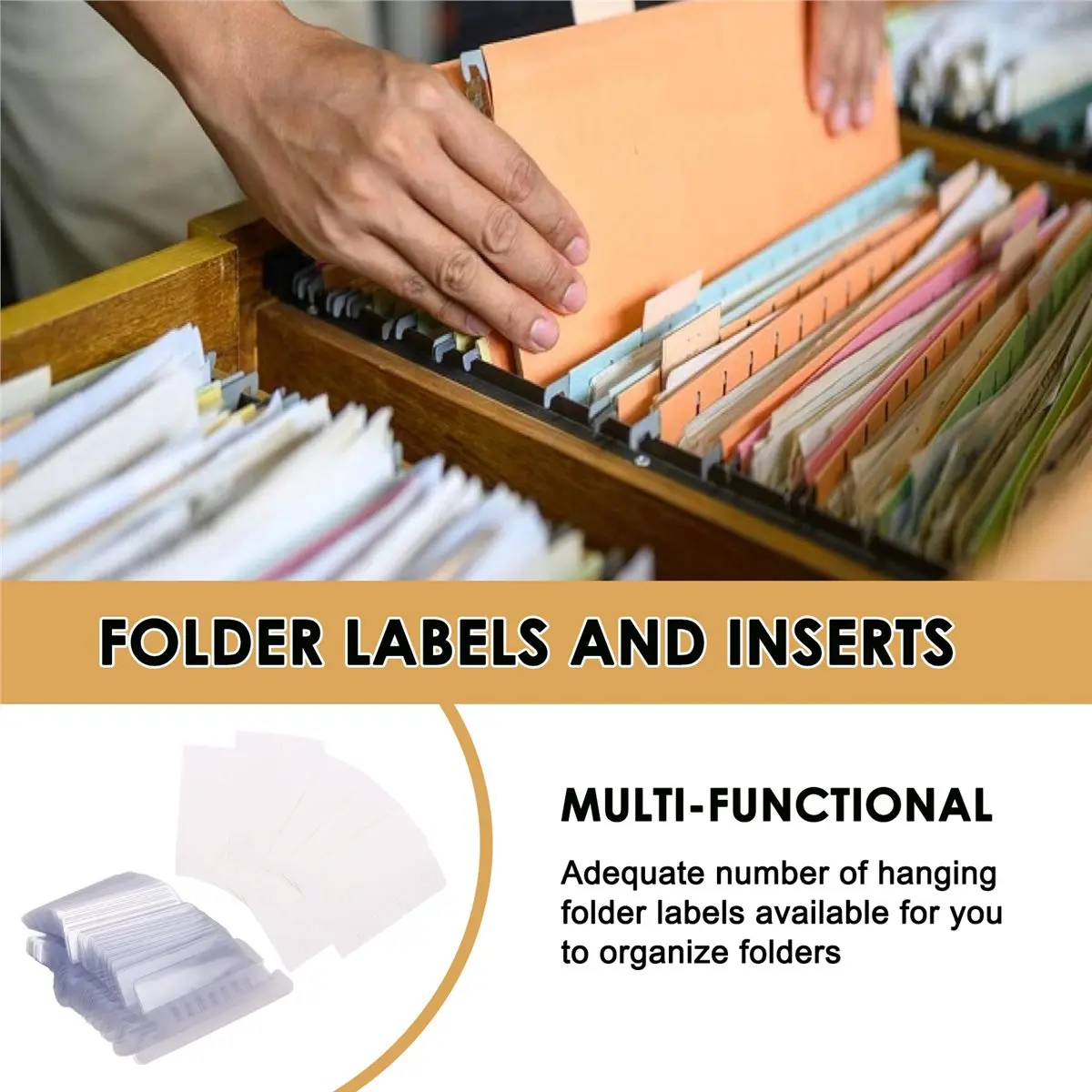 2026 B-est 50 Pieces Hanging File Folder Labels with 50 Inserts, 2 Inch for Hanging File Folder Labels Hanging File Labels B