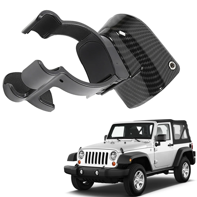 For Jeep Wrangler JK 2007-2010 Car Carbon Fiber Drink Water Cup Holder Mobile Phone Support Accessories