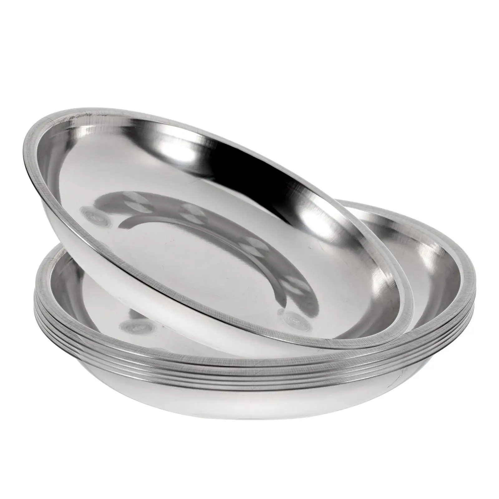 

6 Pcs BBQ Grill Tray Stainless Steel Round Food Plate Outdoor Picnic Camping Party Dessert Storage Tray Practical Plates