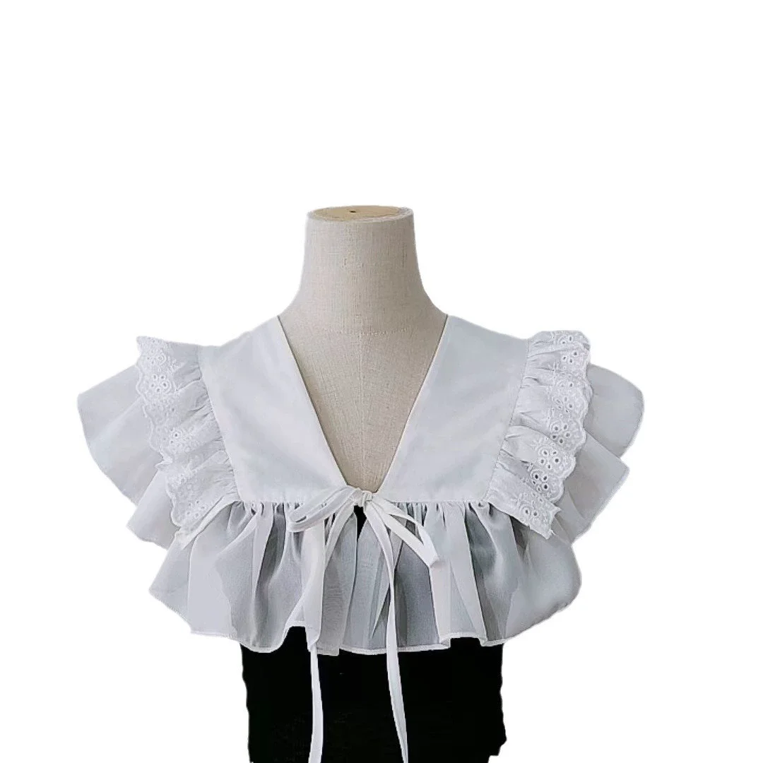 Women White Fake Collars Cape Scarf Female Blouse Tops Black False Collar Shawl Neckwear Shirt Detachable Collars Fuax Cols
