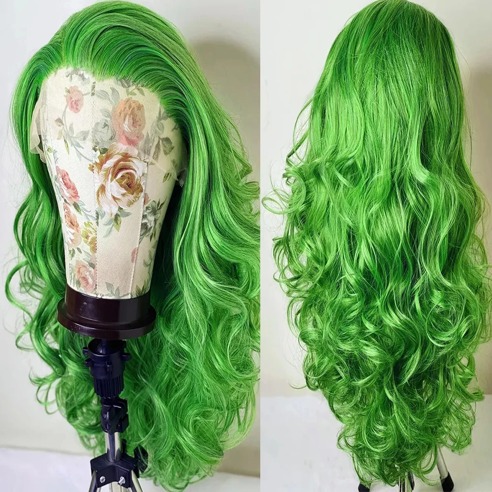 Wig rambut jeruk, Wig jahe renda depan bagian gratis sintetis gelombang dalam 26 "Panjang tanpa lem suhu tinggi serat Cosplay