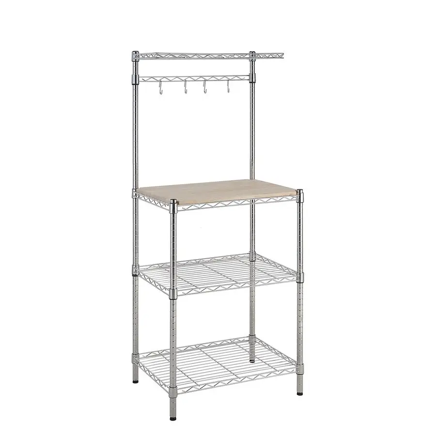

Basics Kitchen Storage Bakers Rack with Removable Top, Chrome Beige, 18D x 24 W x 59H