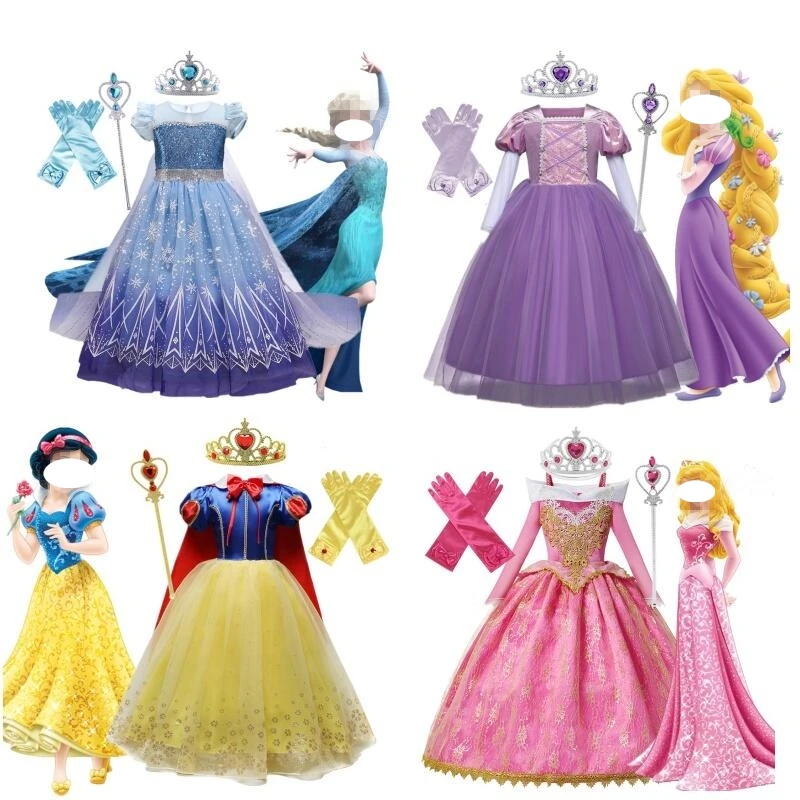 Baby Rapunzel Cosplay Costume Girls Little Mermaid Aurora Disguise Kids Ariel Sleeping Beautys Halloween Dress Princess Fantasy