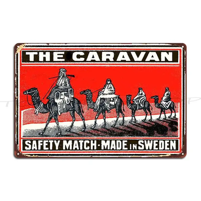 Vintage Swedish Matchbox The Caravan Safety Match Metal Plaque Plaques Wall Mural Garage Plaques Customize Tin Sign Poster