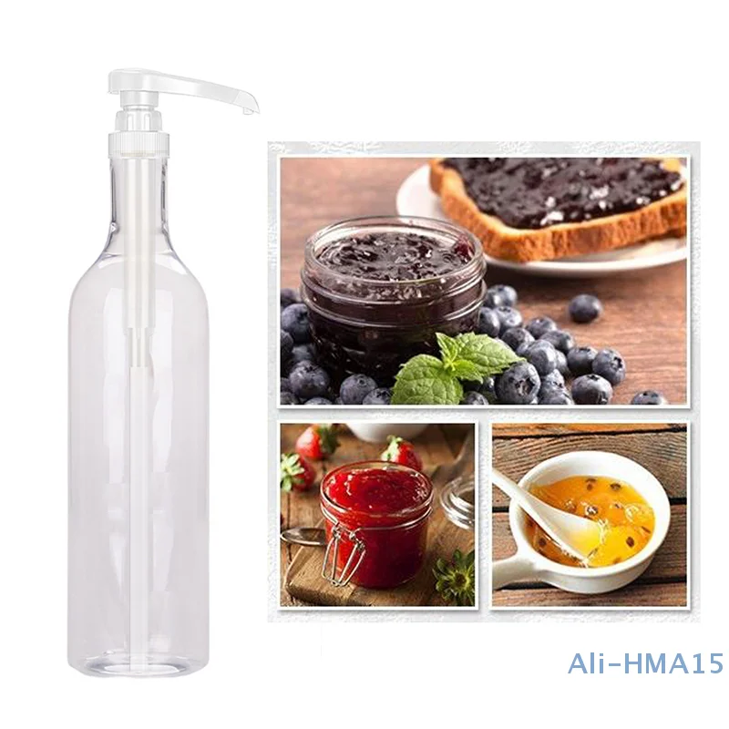 1PC 750ml Transparent Durable Plastic Coffee Syrup Bee Drop Reservoir Pump Bottle Squeeze Bottle for Coffee Beverage Sauce