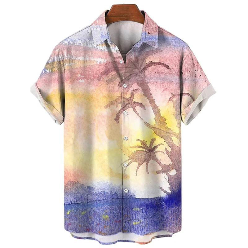 

new 2024 Summer Animal Crane Man Hawaiian shirt 3D plant shirt man flower print plus size Hawaiian shirt beach flower shirt