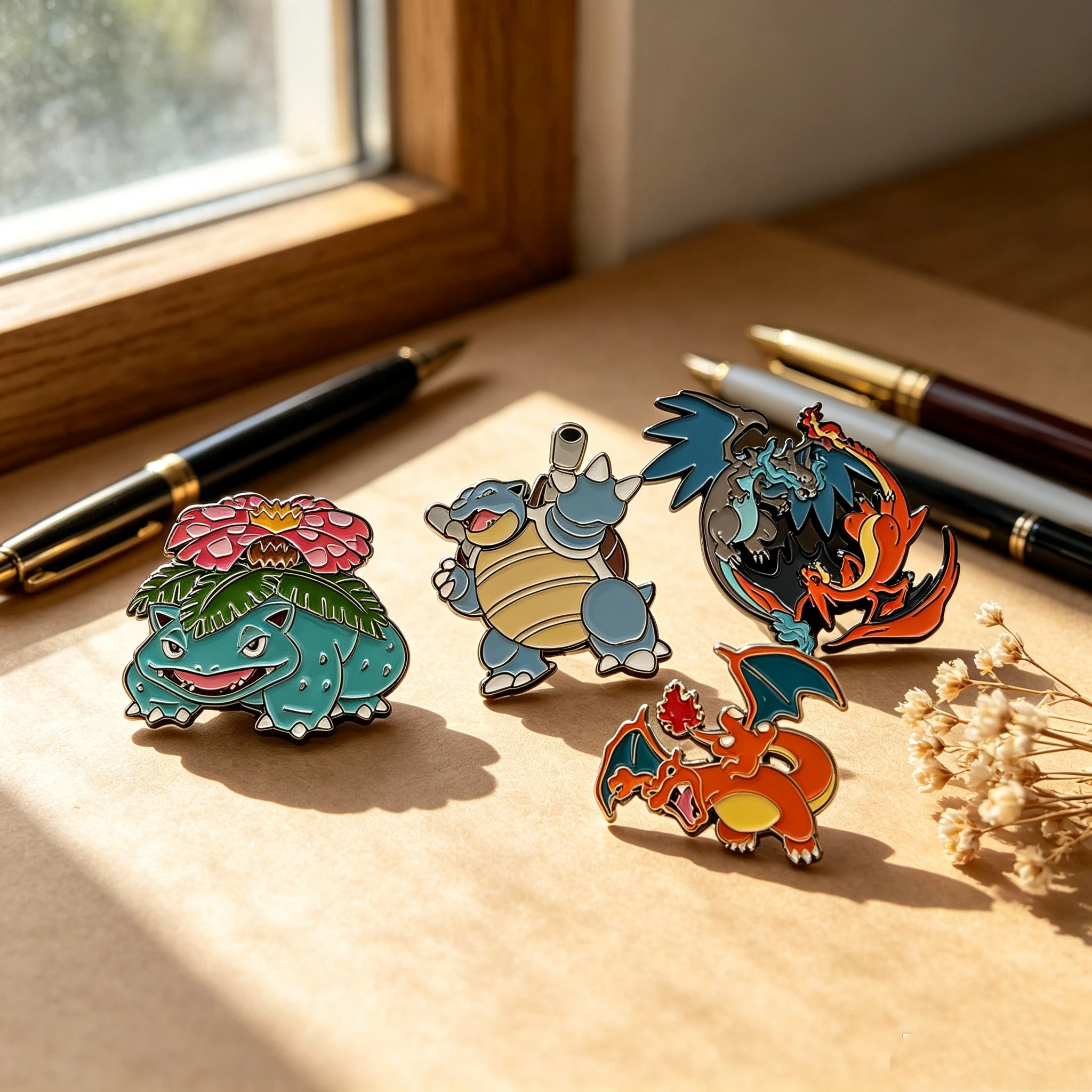4Pcs Cool Fantasy Creature Metal Enamel Pin Set, Decorative Lapel Pins for Denim Jackets Backpacks Clothing