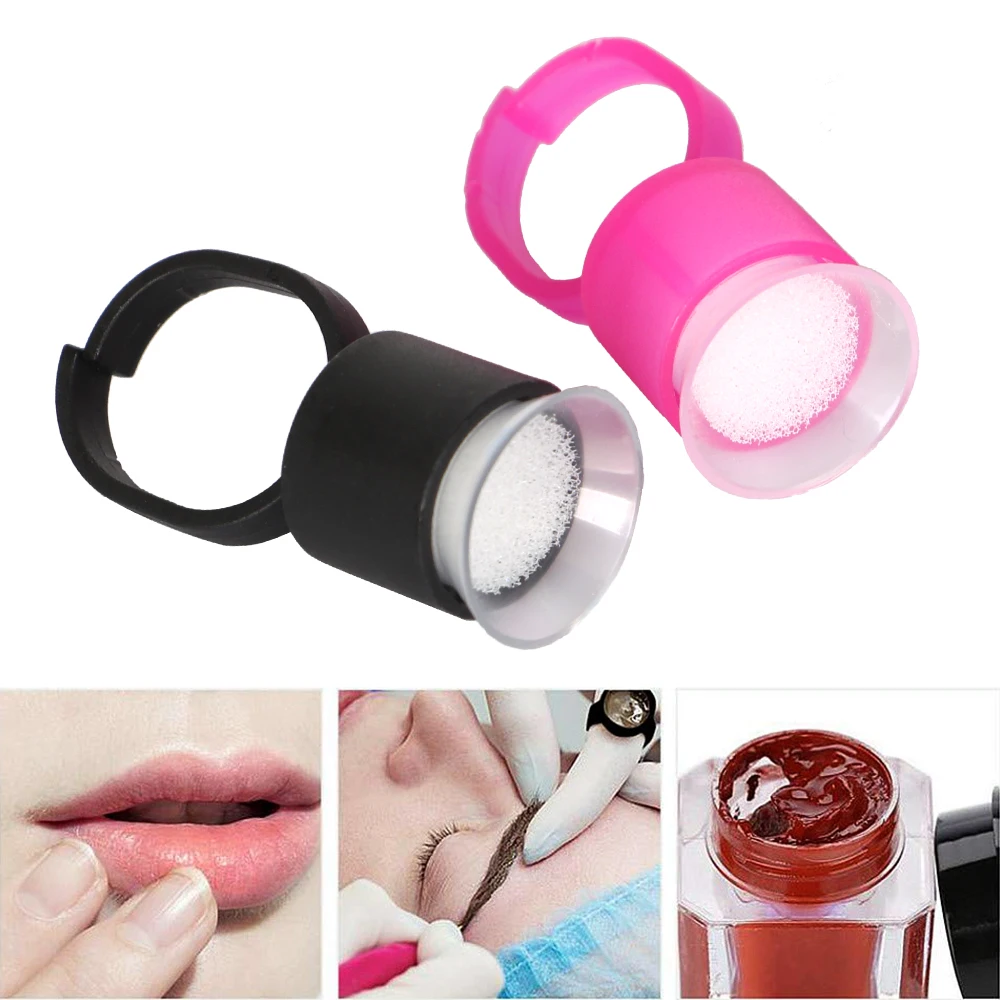 

20pcs Tattoo Sponge Ink Cup Finger Ring Style Recyclable Microblading Pigment Cap PMU Tattoo Acceesories Supplies