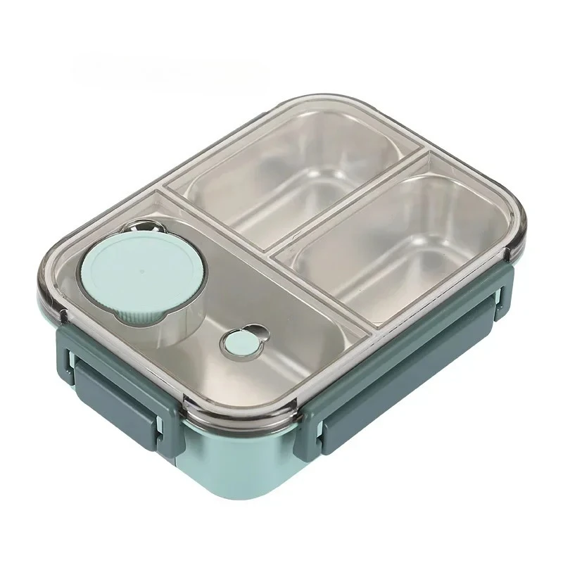 Leakproof Lunch Container 304 Stainless Steel Bento Box with Tableware for Adults Kids Portable Grids Food Containers view 6