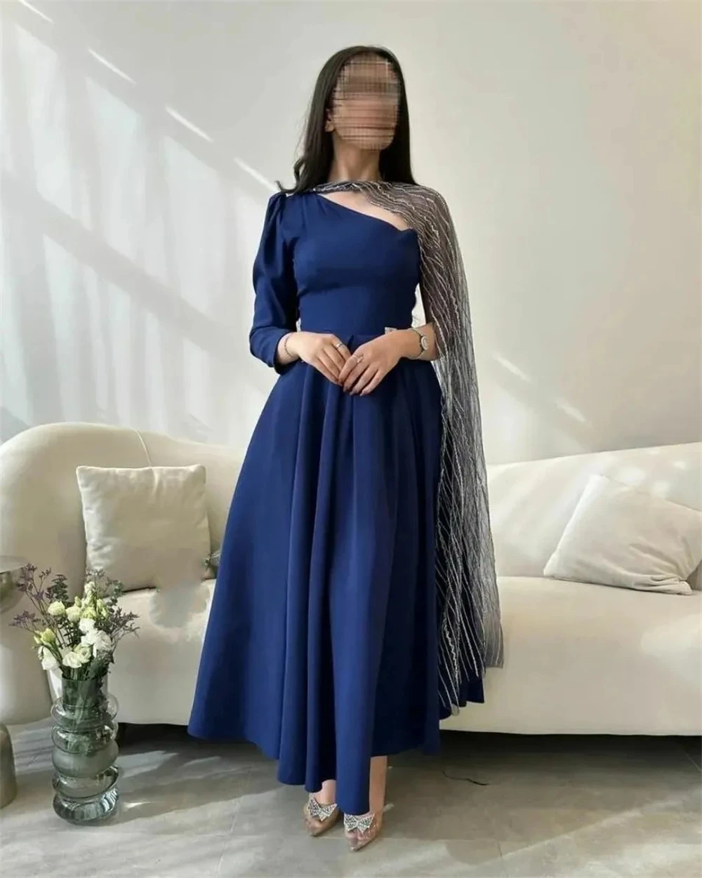 

Синее длинное платье на одно плечо на заказ Вечерние платья Pastrol Унисекс Джерси Ретро Дубай Саудовская Аравия Пром Индивидуальные