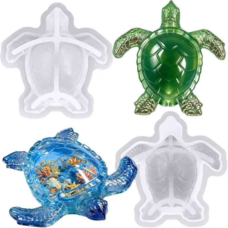 2-teiliges Tier-Harzformen-Set, 3D-Schildkröten-Silikonform, geeignet für DIY-Handarbeiten, Kerzen- und Seifenherstellung, Heimdekoration, Geburtstagsgeschenke und handgefertigte Artikel.