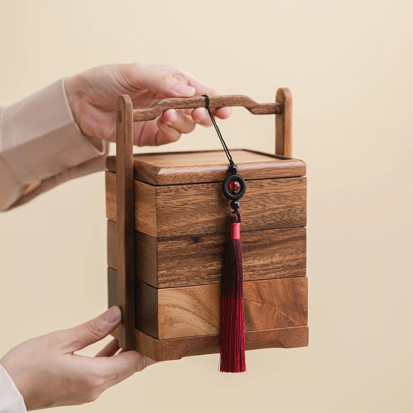 

Корзина-органайзер из многослойного орехового дерева в новом китайском стиле для закусок, чая, конфет, орехов и сухофруктов, столовые приборы