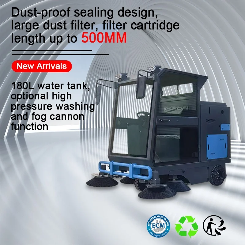 Electric Road Sweepers SJ1900 Floor Sweepers Cleaning Machines Industrial Sweepers With Fog Cannon Function