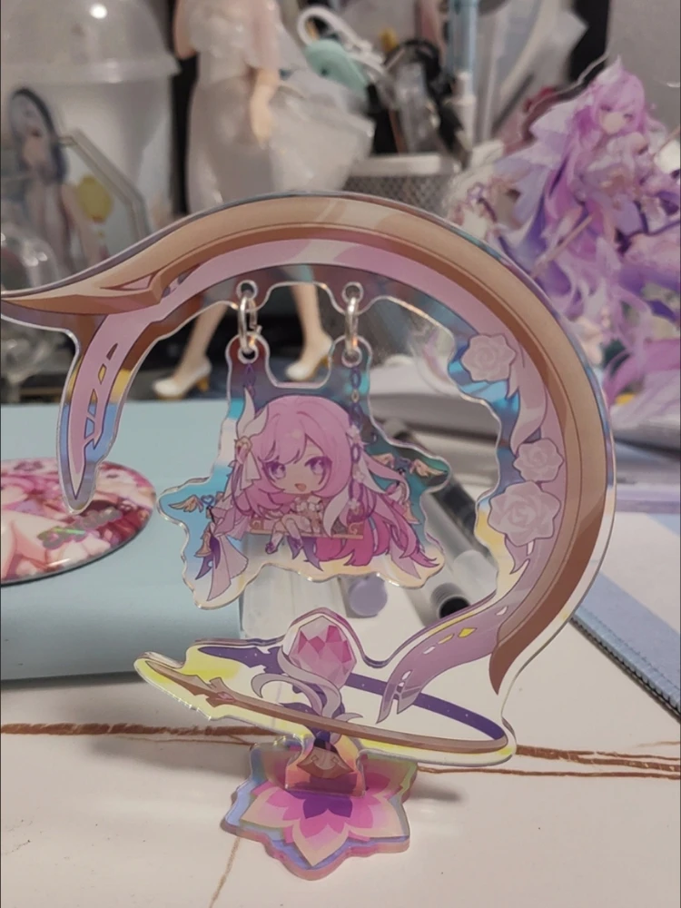 Honkai Impact 3rd Miss Pink Elf Elysia Play on a Swing figura acrílica soporte modelo decoración de escritorio adornos de colección de letreros de pie