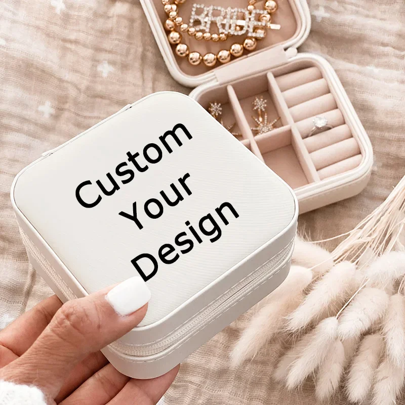 Custom Logo Mini Jewelry Storage Box Bridesmaid Gift Ideas Travel Jewelry Case Customized Birthday Party Box Mother's Day Gift