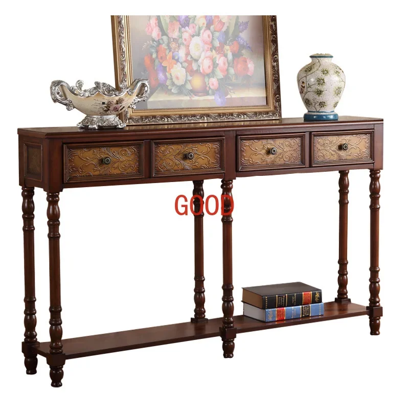 Semicircle European Style Console Tables Wall Solid Wood Console Sofa Side Table