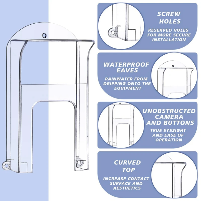 Couvercle de Pluie de Sonnette en Plastique Transparent, Protection Étanche pour Anneau 1/2/3/4/Pro/Pro 2/Wyze, 2 Pièces