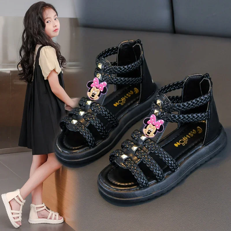 صنادل ديزني ميكي ماوس للأطفال صنادل صيفية بحزام للفتيات أحذية أطفال ميني