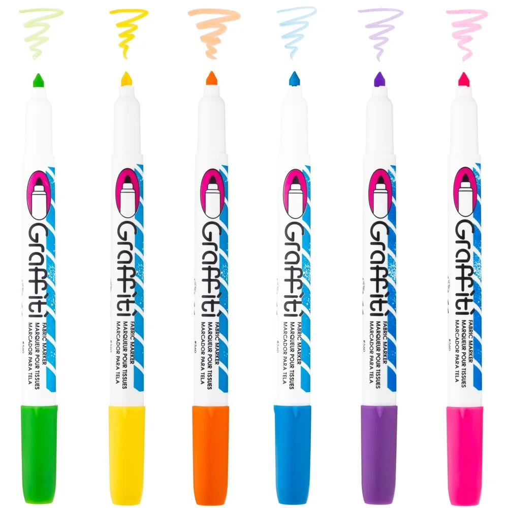 مجموعة أقلام تحديد النسيج على الجدران حبر مائي دائم نصائح متينة خطوط سميكة رقيقة تي شيرت أحذية حقائب الظهر 6 ألوان