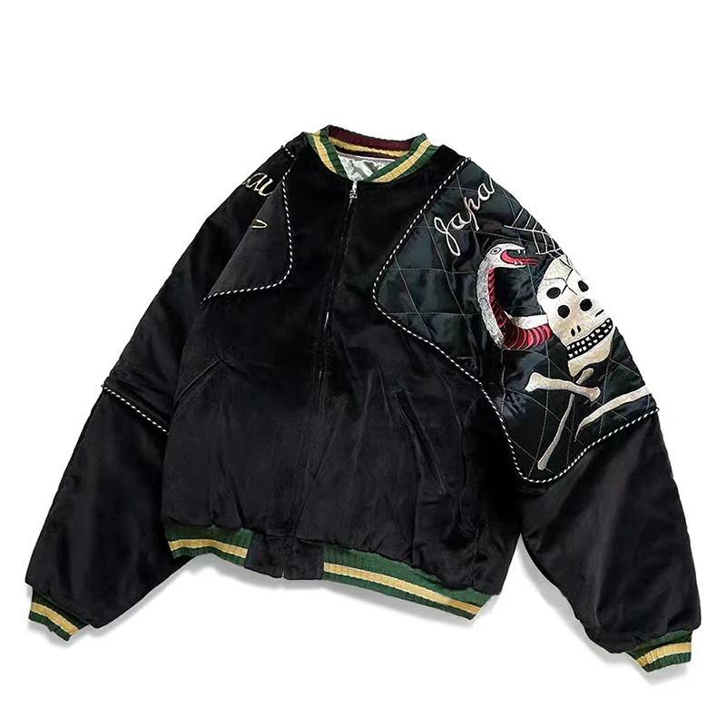 

Kapital Embroidered Skeleton Plush Velvet Unisex Jacket Real Photo