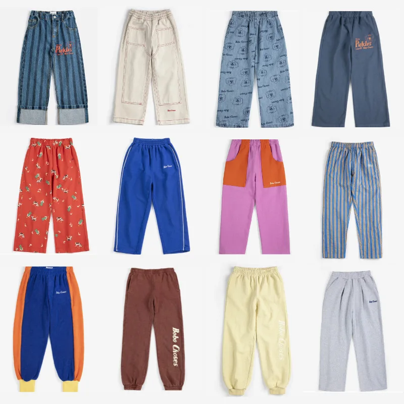 

Детские длинные брюки из хлопка с лоскутным шитьем и буквами, 80-150 см, новая всесезонная универсальная серия 2026 года