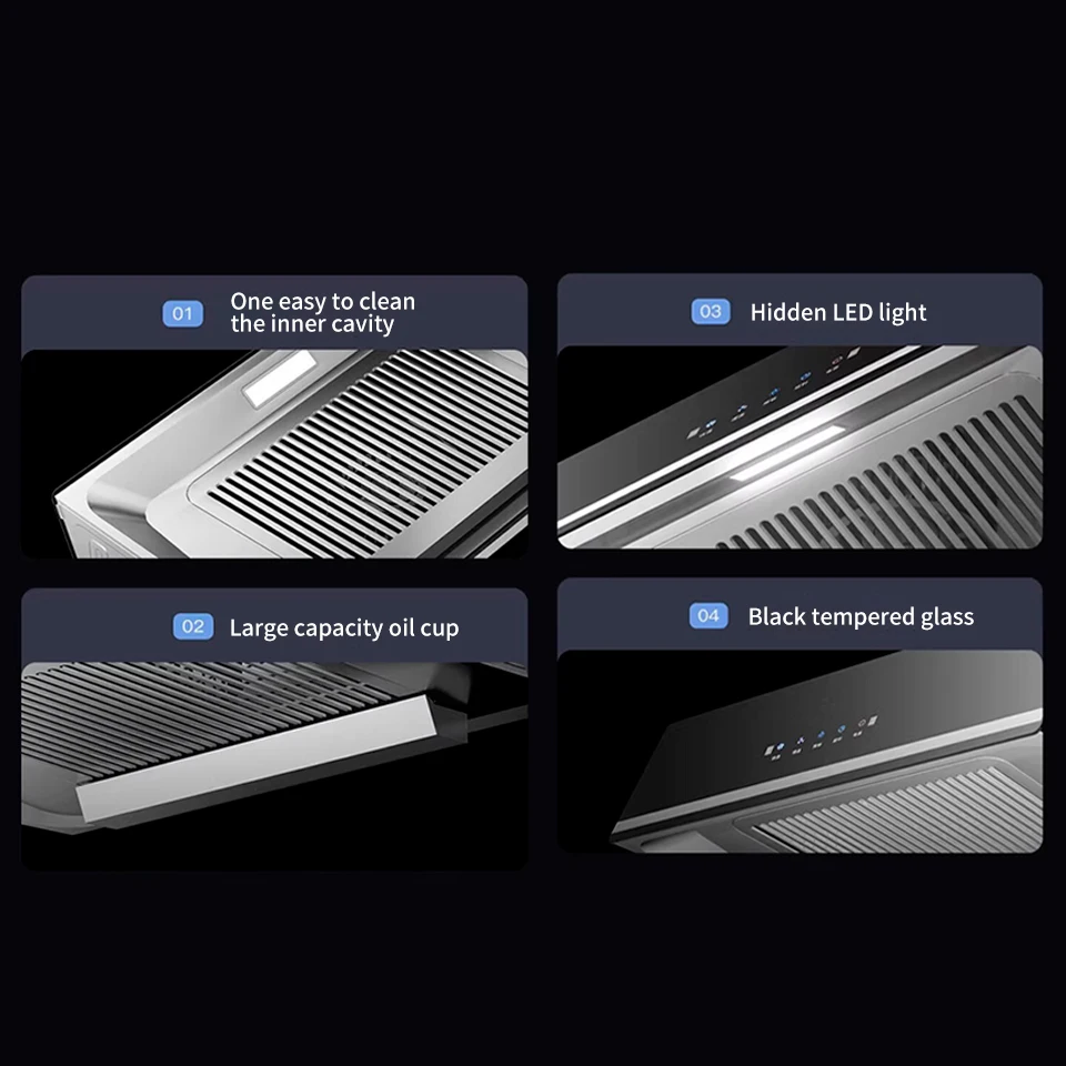 تسليم سريع جودة عالية متعددة نمط الصينية أعلى شفط شفاطات المطبخ المنزلية شفط كبير محرك مزدوج اغطية المطبخ