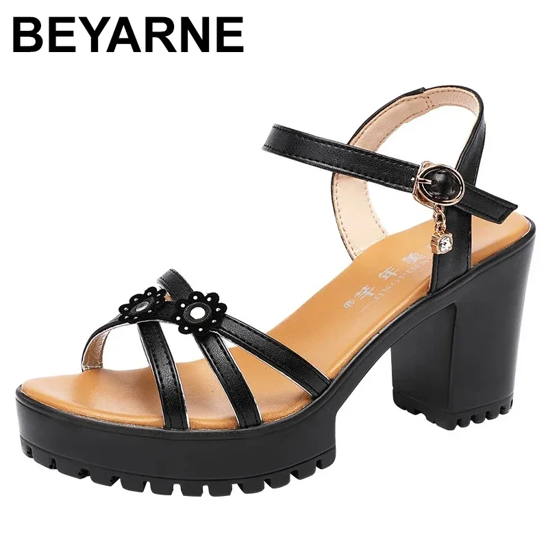 

Elegant Thick Platform Sandals Women Wedding Shoes Summer 2024 High Heels Sandals Soft Leather Sandal Big Size