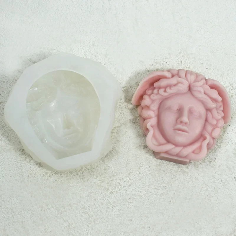 DIY Medusa Bust Candle Mold Greek Sculpture Body Face Snake Hair Figure Wax Candles Silicone Mould Decoration Epoxy Resin Mold