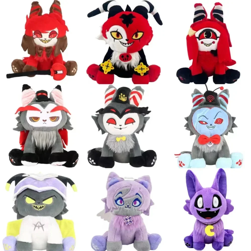 Hazbined Hotel Plush Toy Alastor Husk Meow Angel Plush Toy Meow Cat Plush Stuffed Animal Soft Cute Cartoon Plush Doll Anime Toys