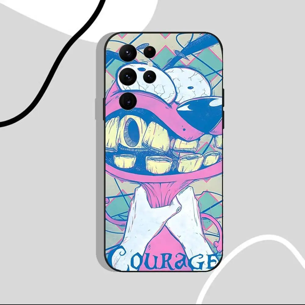 Courage The C-CowardlyS Dog Phone Case For Samsung S25,S24 Ultra,S20,S30 plus,S22 Plus,S23,Ultra 5G Silicone Black Shell