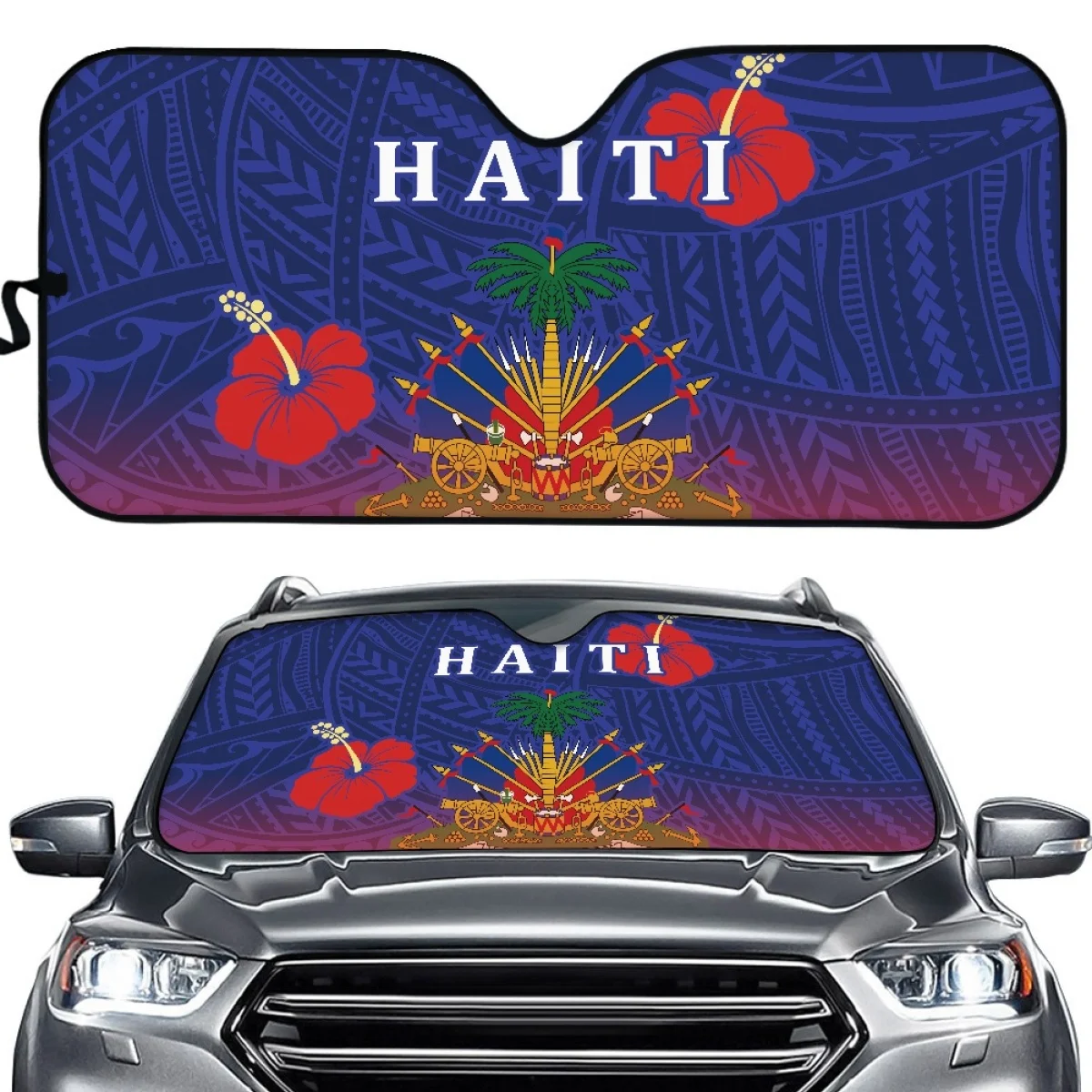 Haiti Flag Printed Design Car Windshield Sunshades Trend Universal Auto Windscreen Shade Vehicles Sun Protection for Men Women