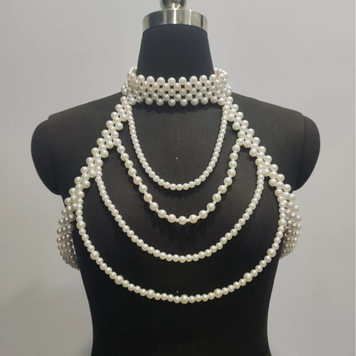Colorful Heavy Industry Beaded Shawl Chain Evening Dress Versatile Body Chain Music Festival Party Beaded Chest Decoration