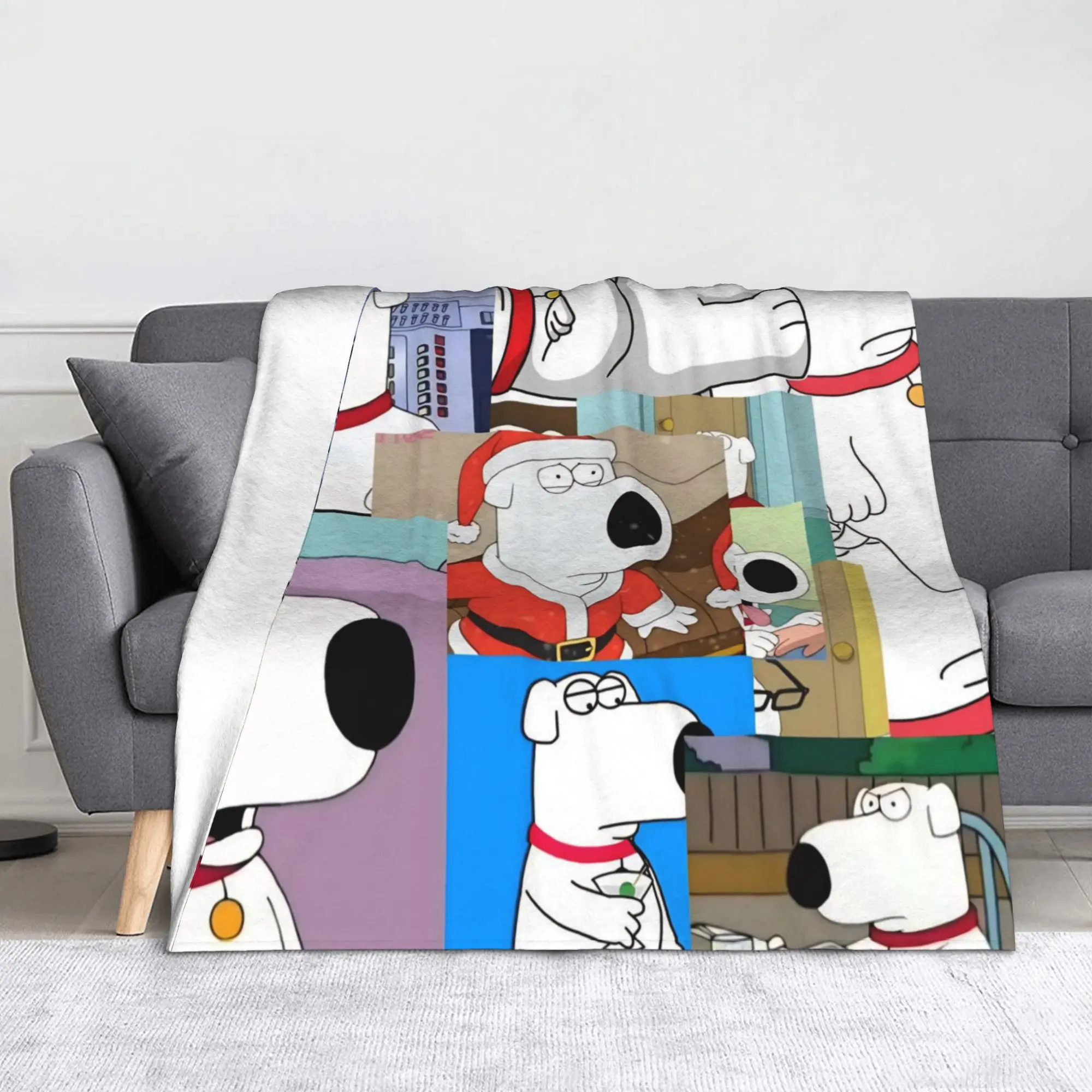 Familys Guys Anime Blanket Brian Dog Flannel Novelty Warm Throw Blanket for Bed Sofa Summer