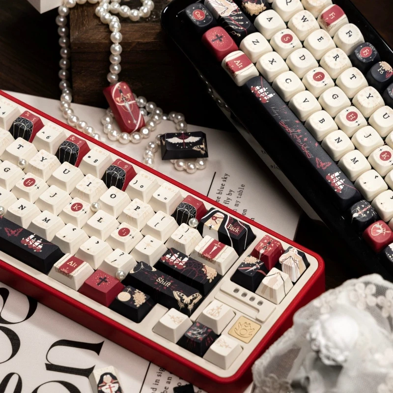Night of Prayer for Nuns Keycaps Customized PBT Sublimation Cherry Profile Key Cap Cute Cartoon Anime Point Key Caps for Gamers