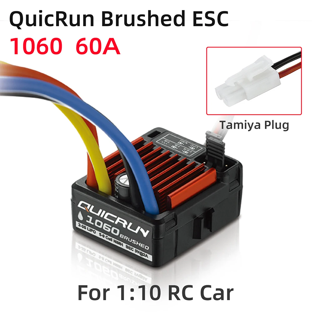 Hobbywing QuicRun 1060 60A/360A 1625 25A/100A 1080/80A Waterproof Brushed ESC 2-3S LiPo for 1:10 1:18 1:16 On-road Off-road Car